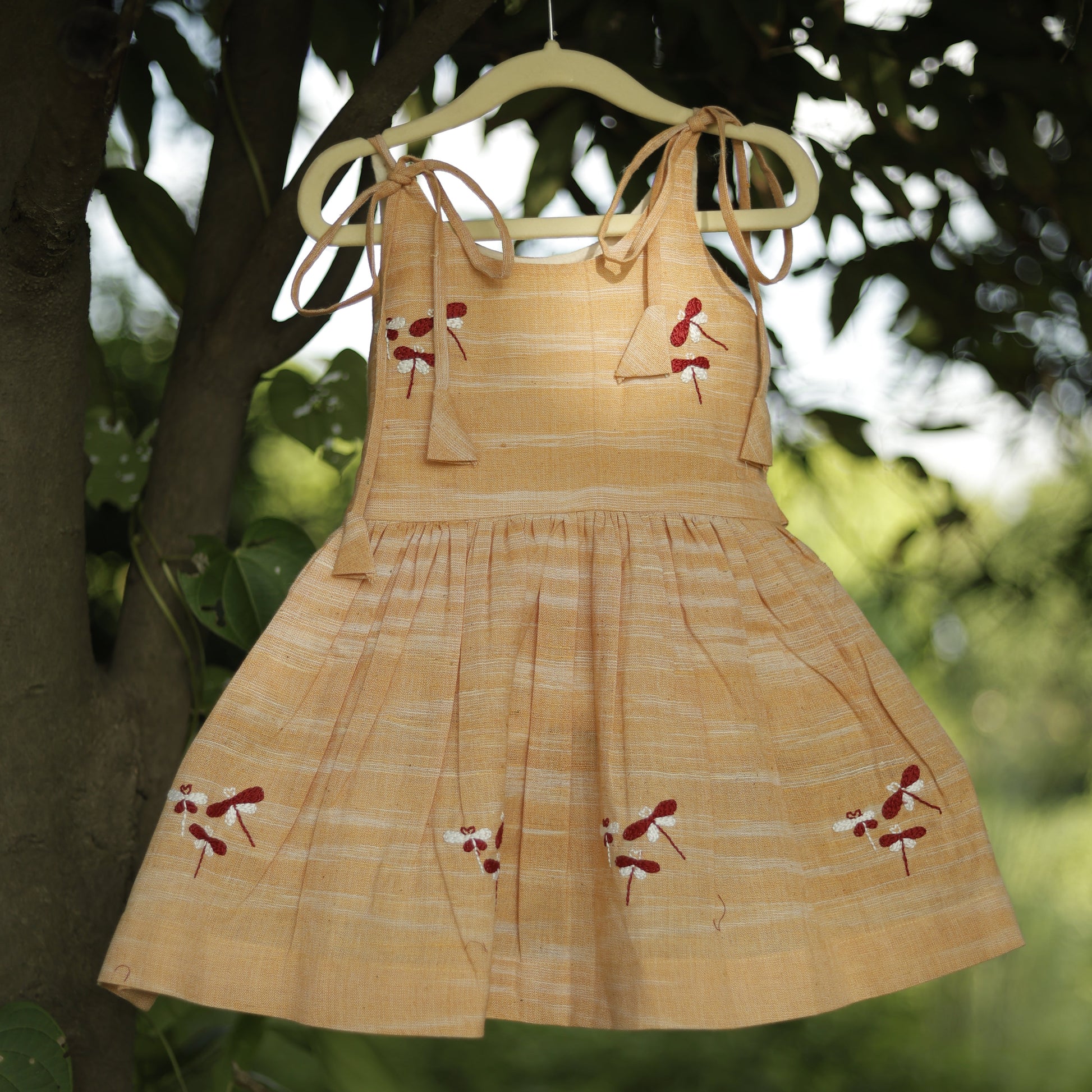 Dragonfly Days Hand Embroidered Khadi Dress