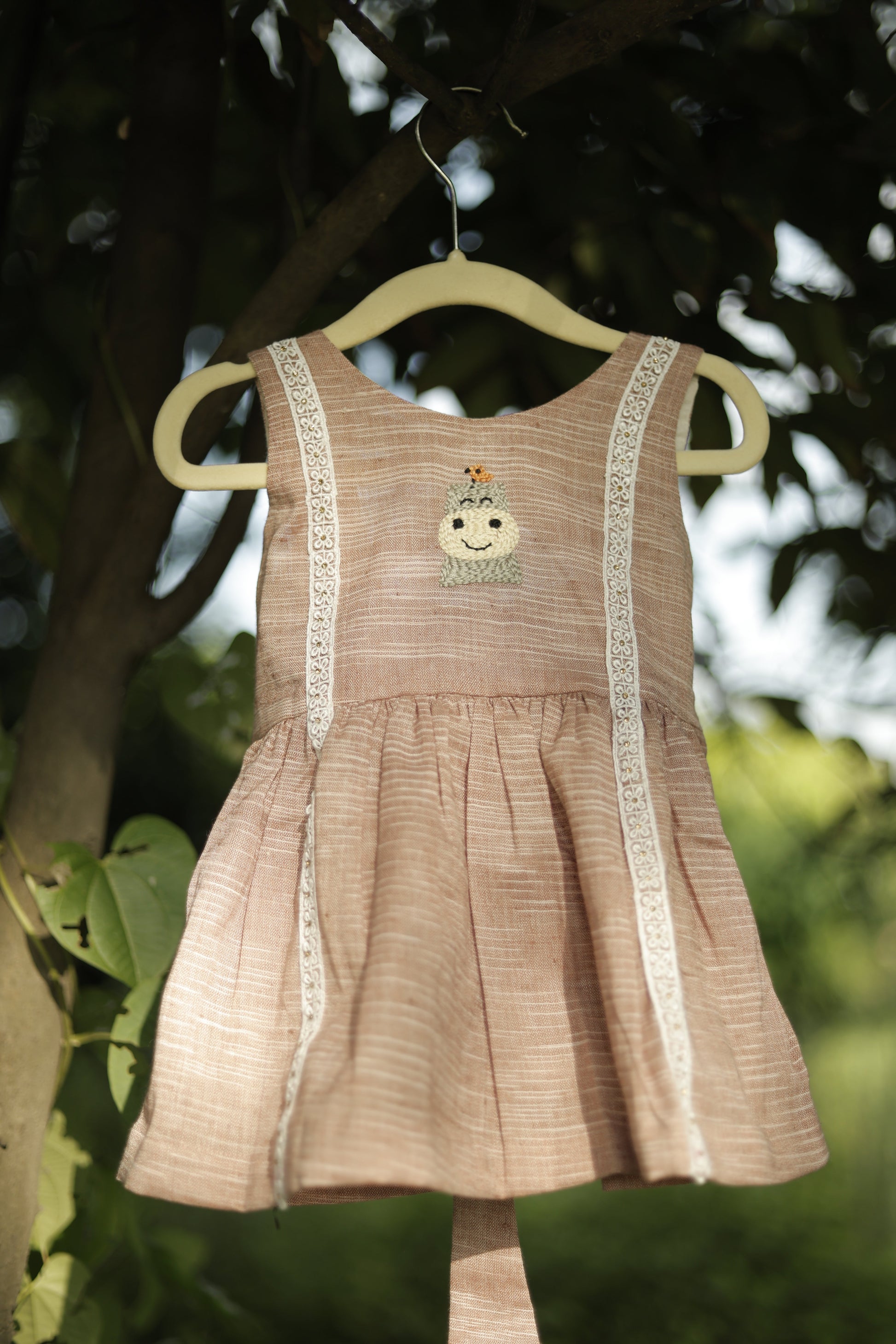 Hippo & Birdie Hand Embroidered Khadi Dress