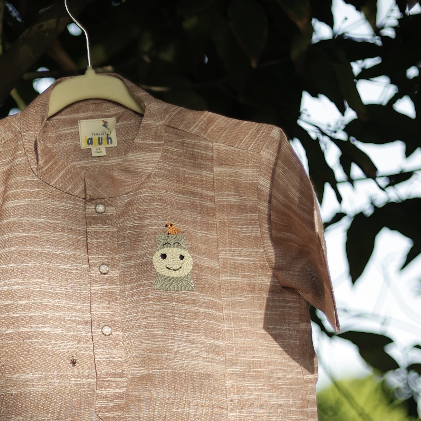 Hippo & Birdie Hand Embroidered Khadi Shirt