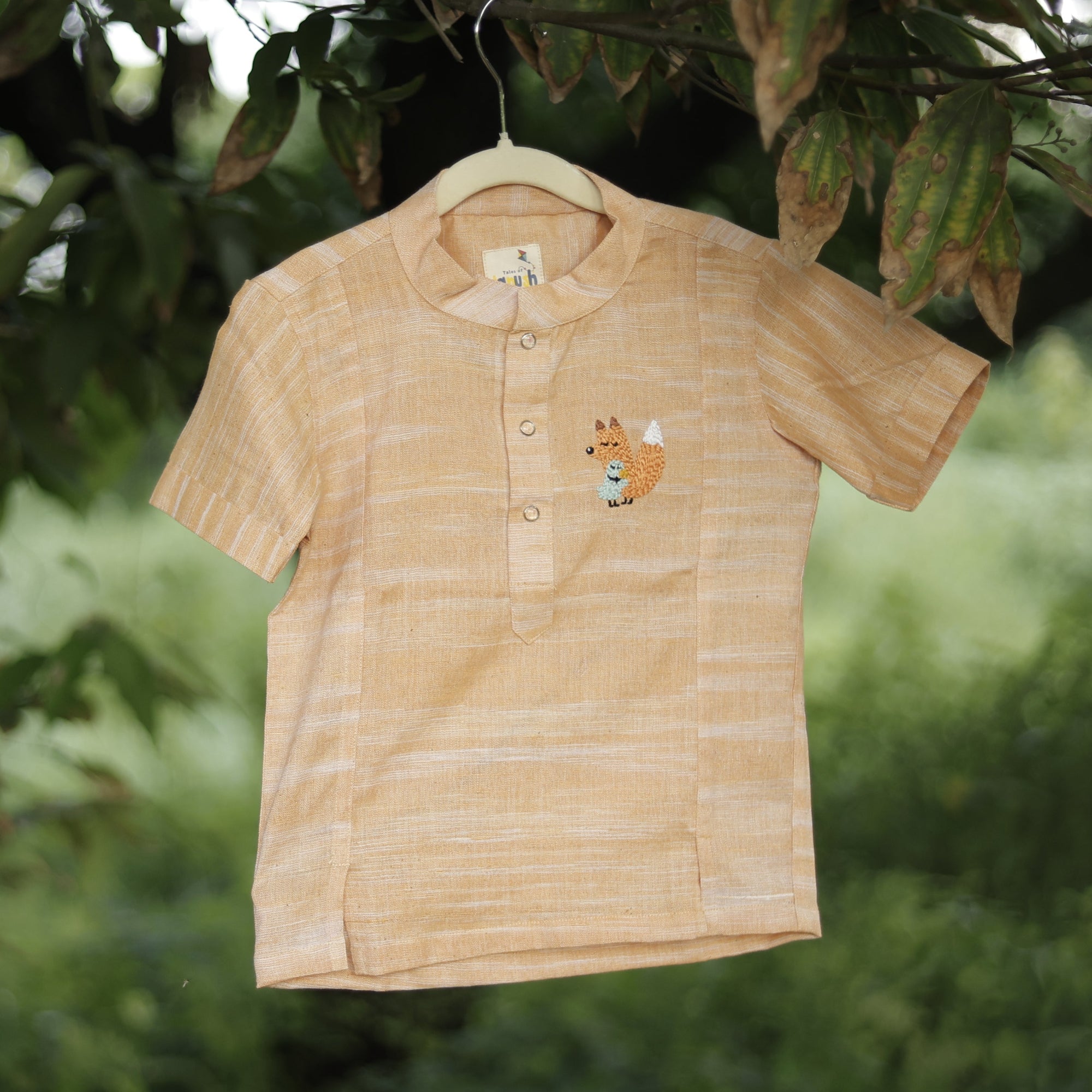 Woodland Hug Hand Embroidered Khadi Shirt
