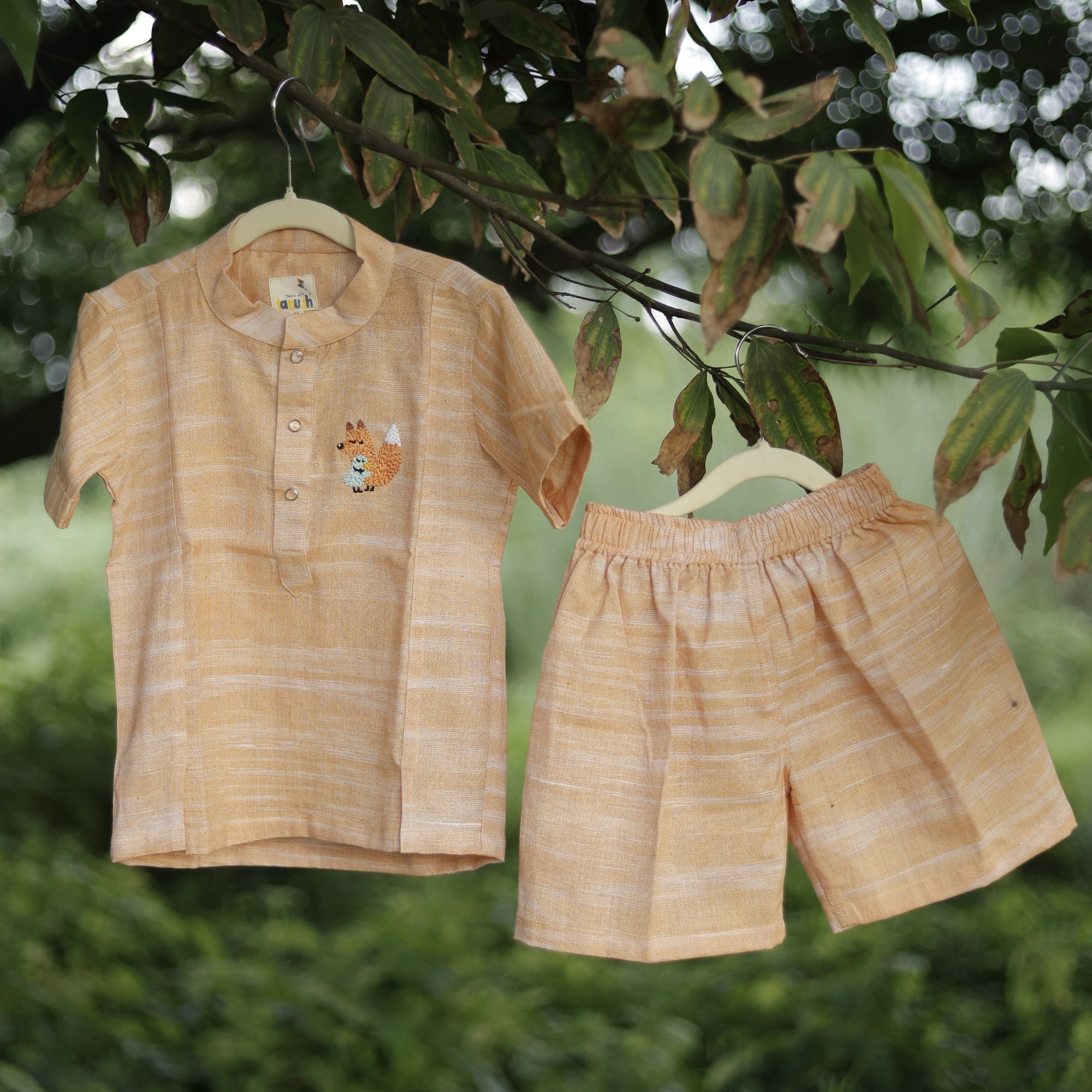 Woodland Hug Hand Embroidered Khadi Co-ord Set