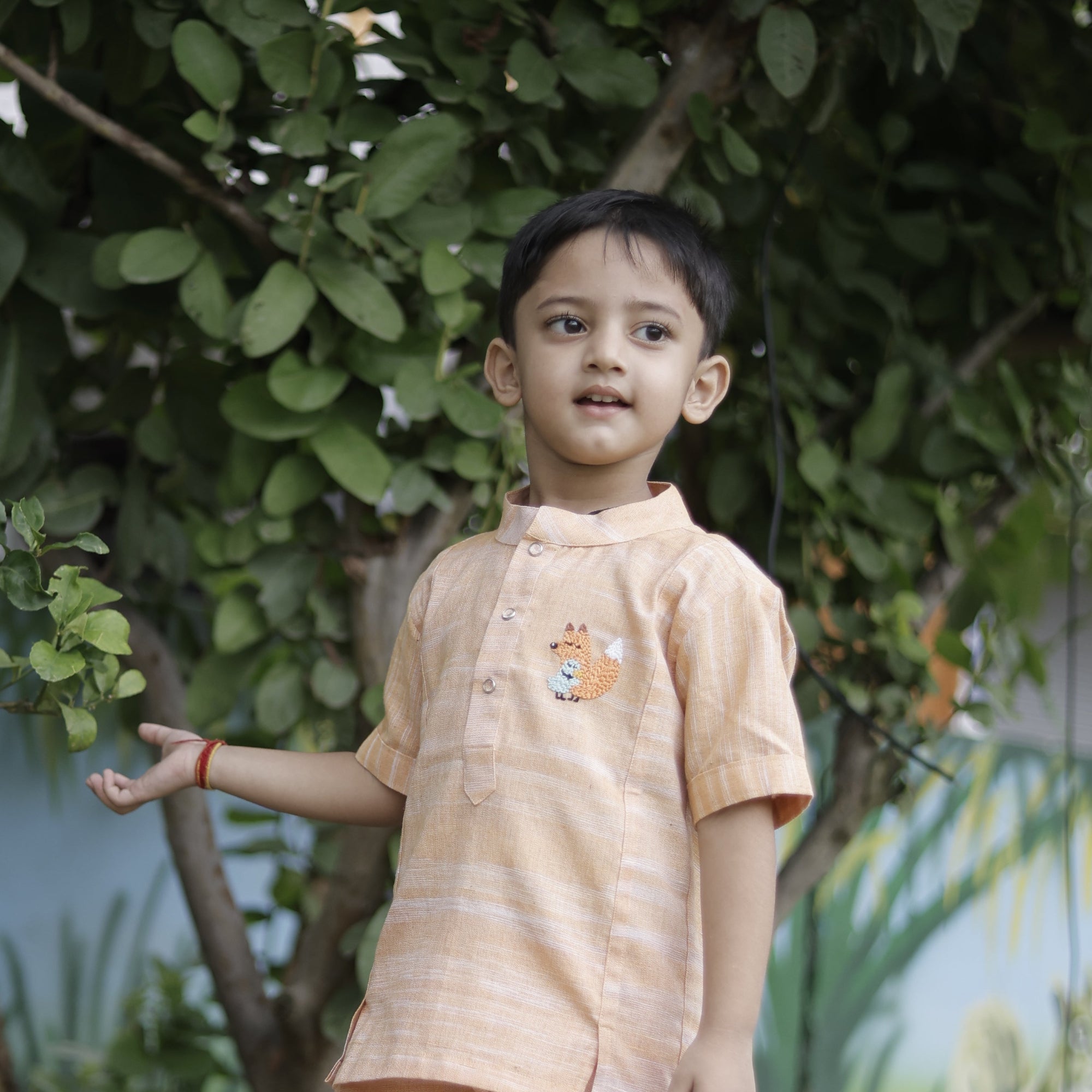 Woodland Hug Hand Embroidered Khadi Shirt
