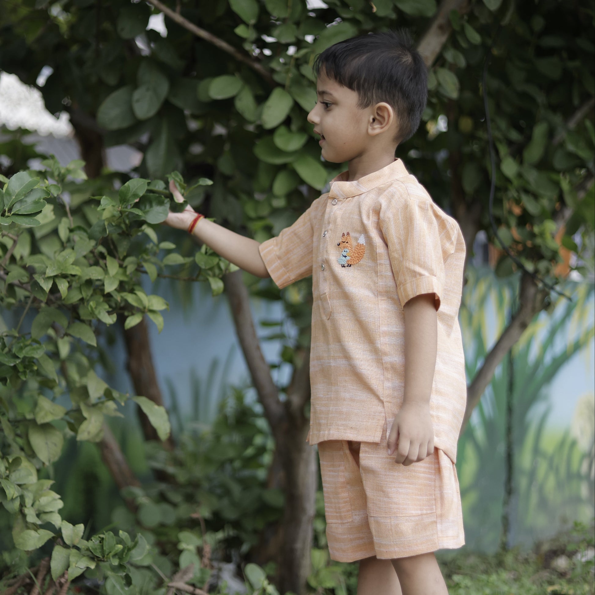 Woodland Hug Hand Embroidered Khadi Co-ord Set