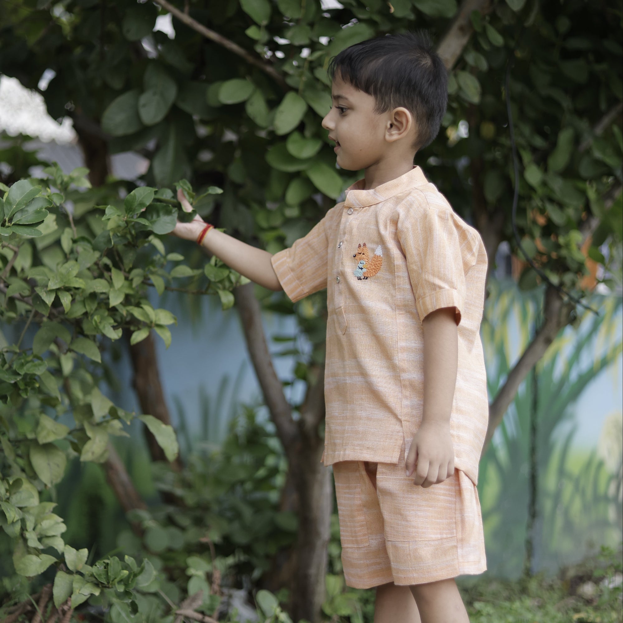 Woodland Hug Hand Embroidered Khadi Co-ord Set