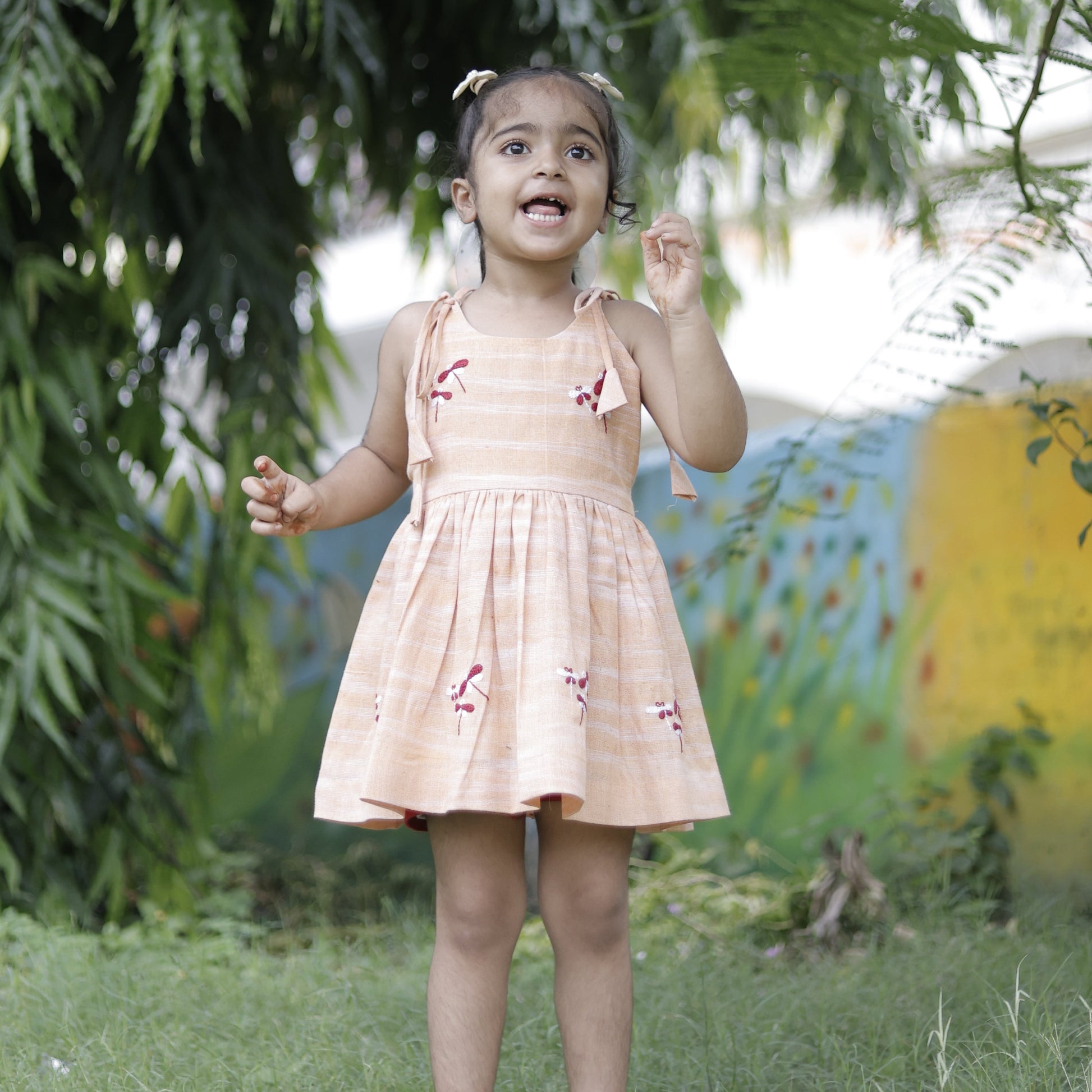 Dragonfly Days Hand Embroidered Khadi Dress