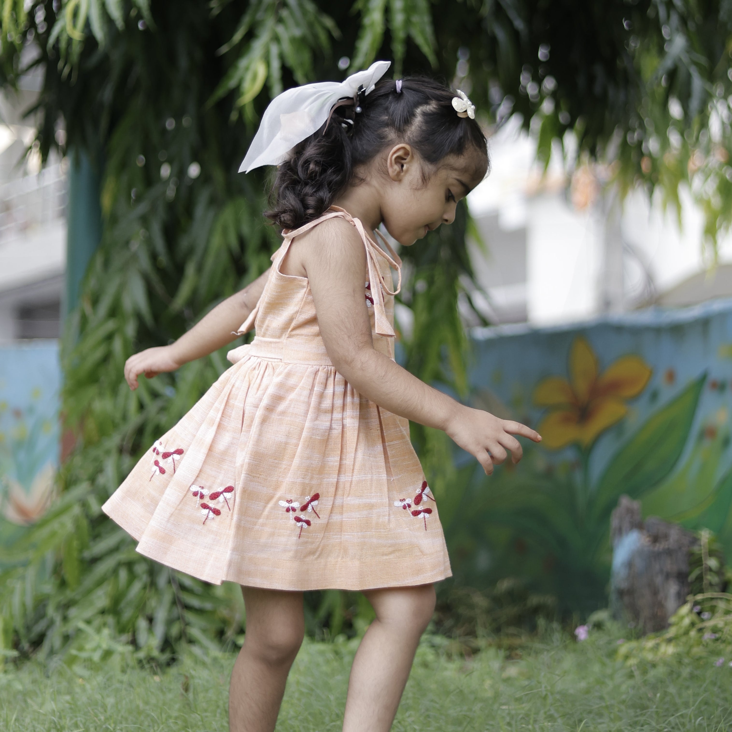 Dragonfly Days Hand Embroidered Khadi Dress