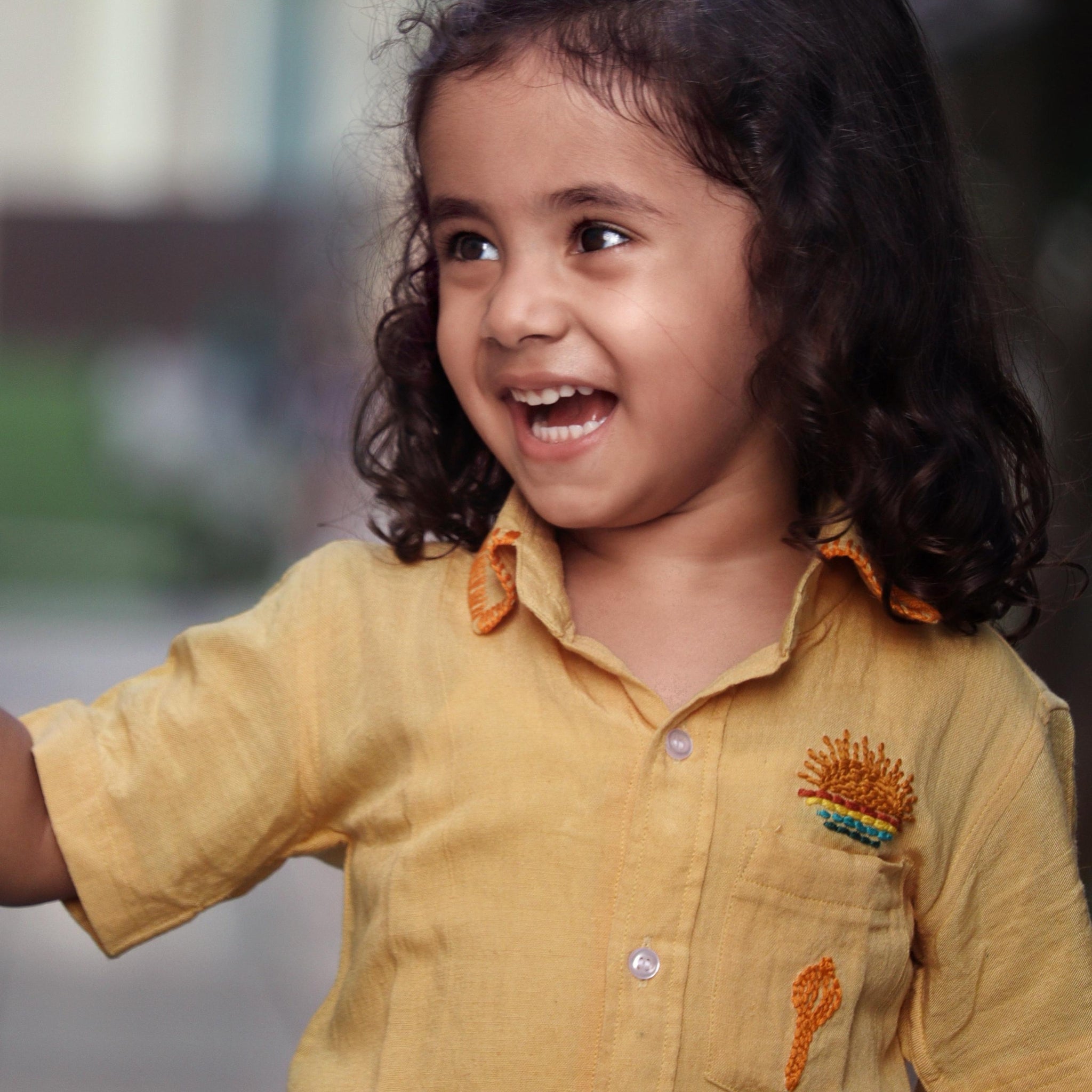 Little Hanuman’s Gada Viscose Cotton Hand Embroidered Shirt