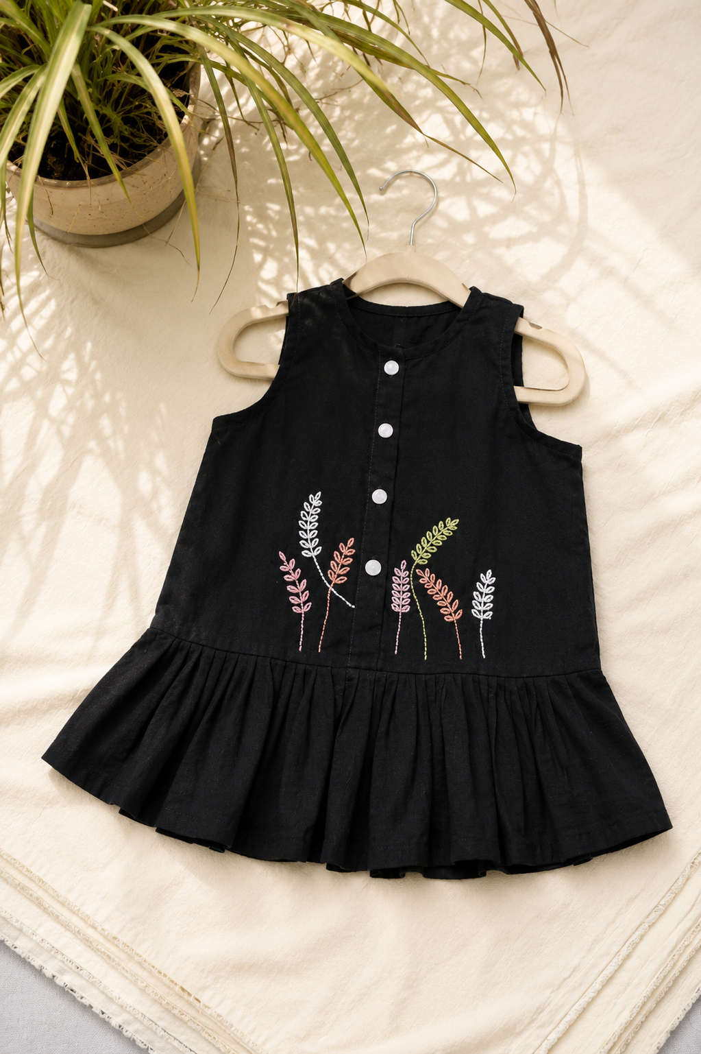 Moonlit Meadow Hand-Embroidered Dress