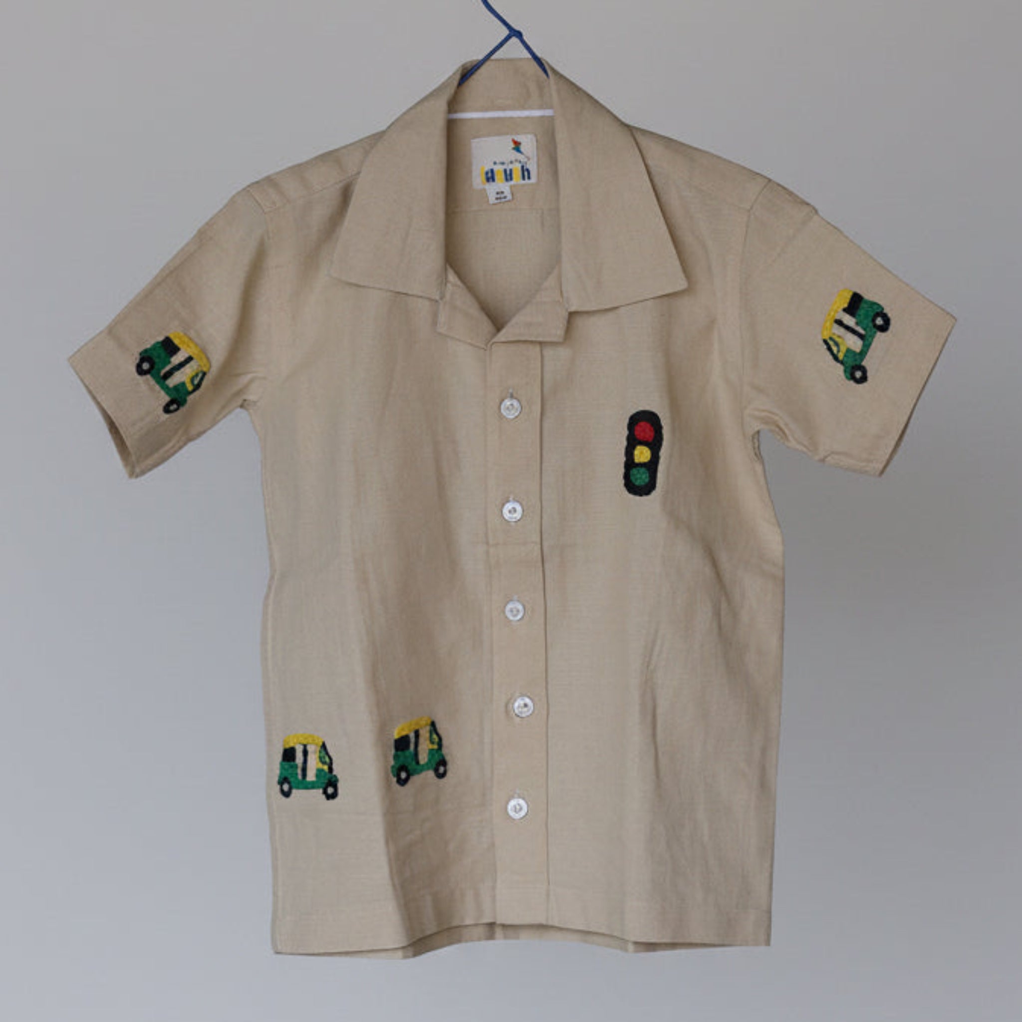 Auto Adventure Cotton Linen Hand Embroidered Shirt