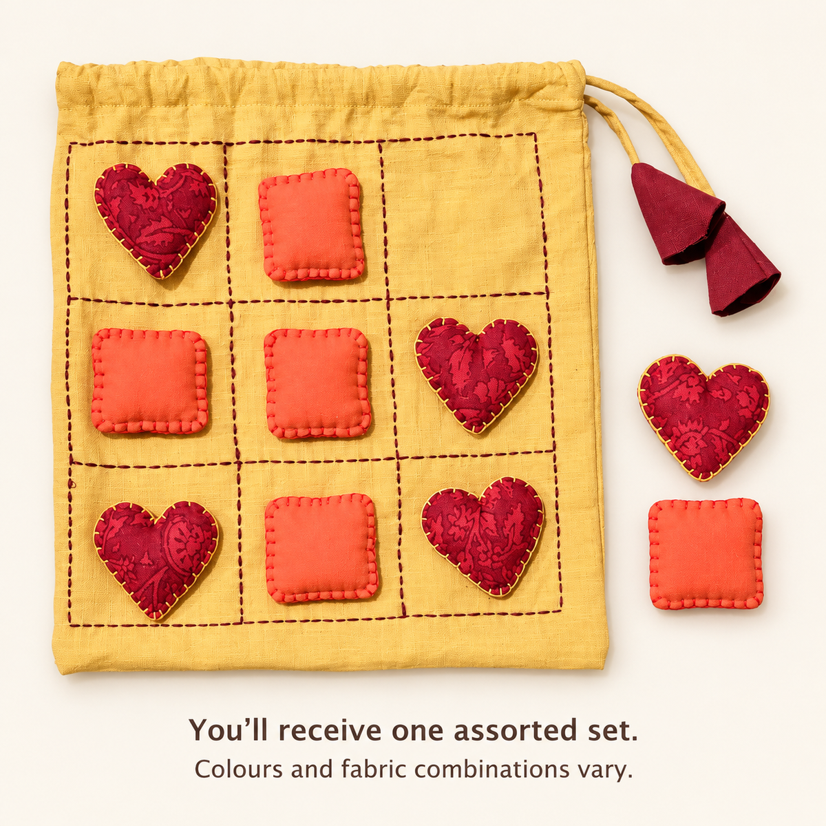 Play Again Upcycled Fabric Tic-Tac-Toe Game