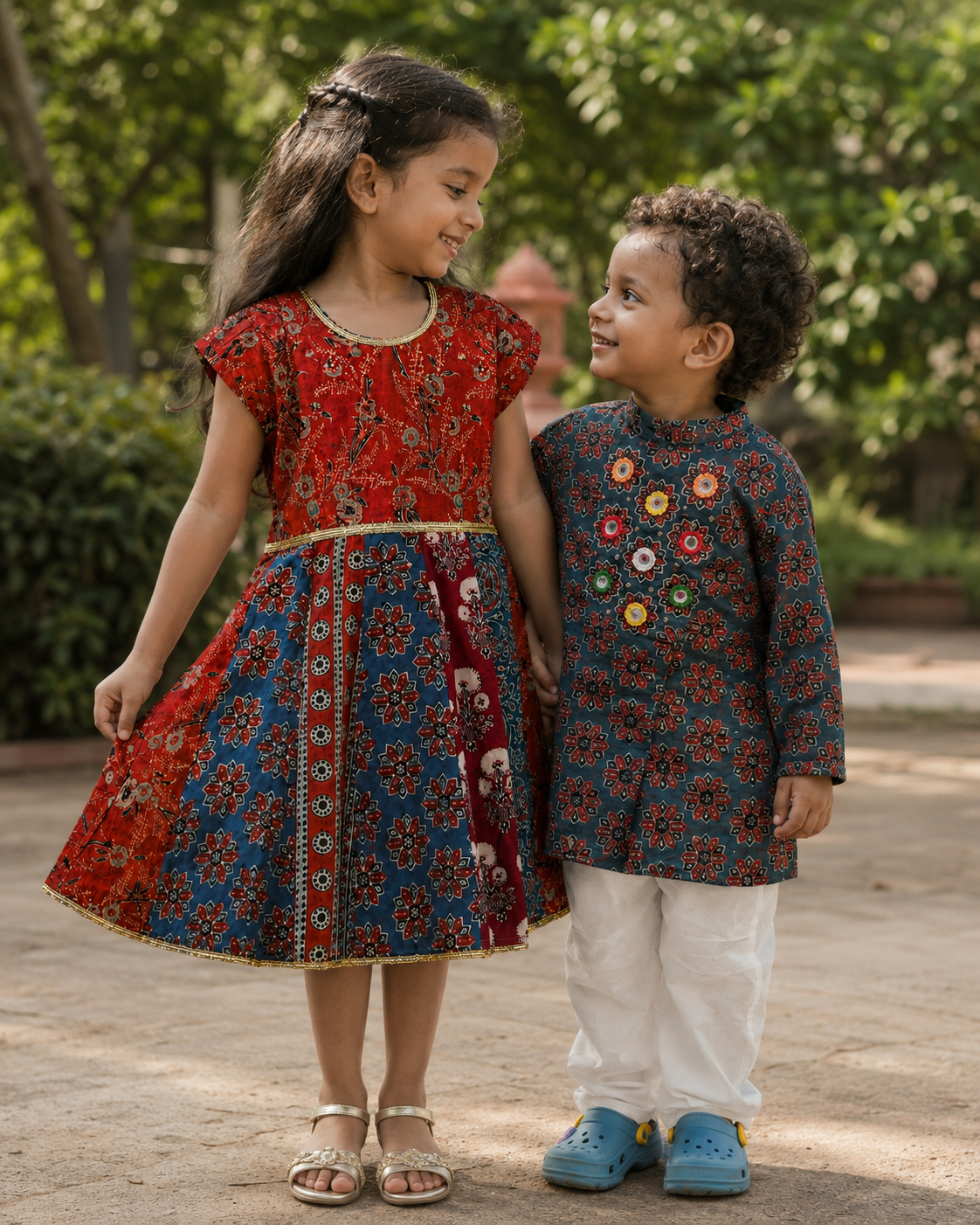 Mosaic & Starry Bloom Organic Cotton Sibling Set