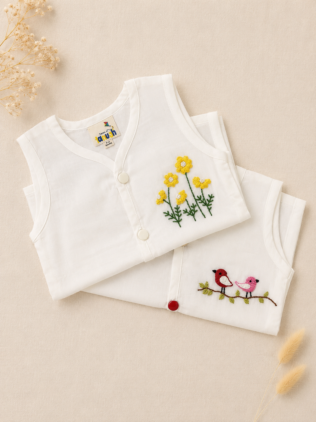 Bloom & Birdies Hand Embroidered Cotton Modal Jhabla