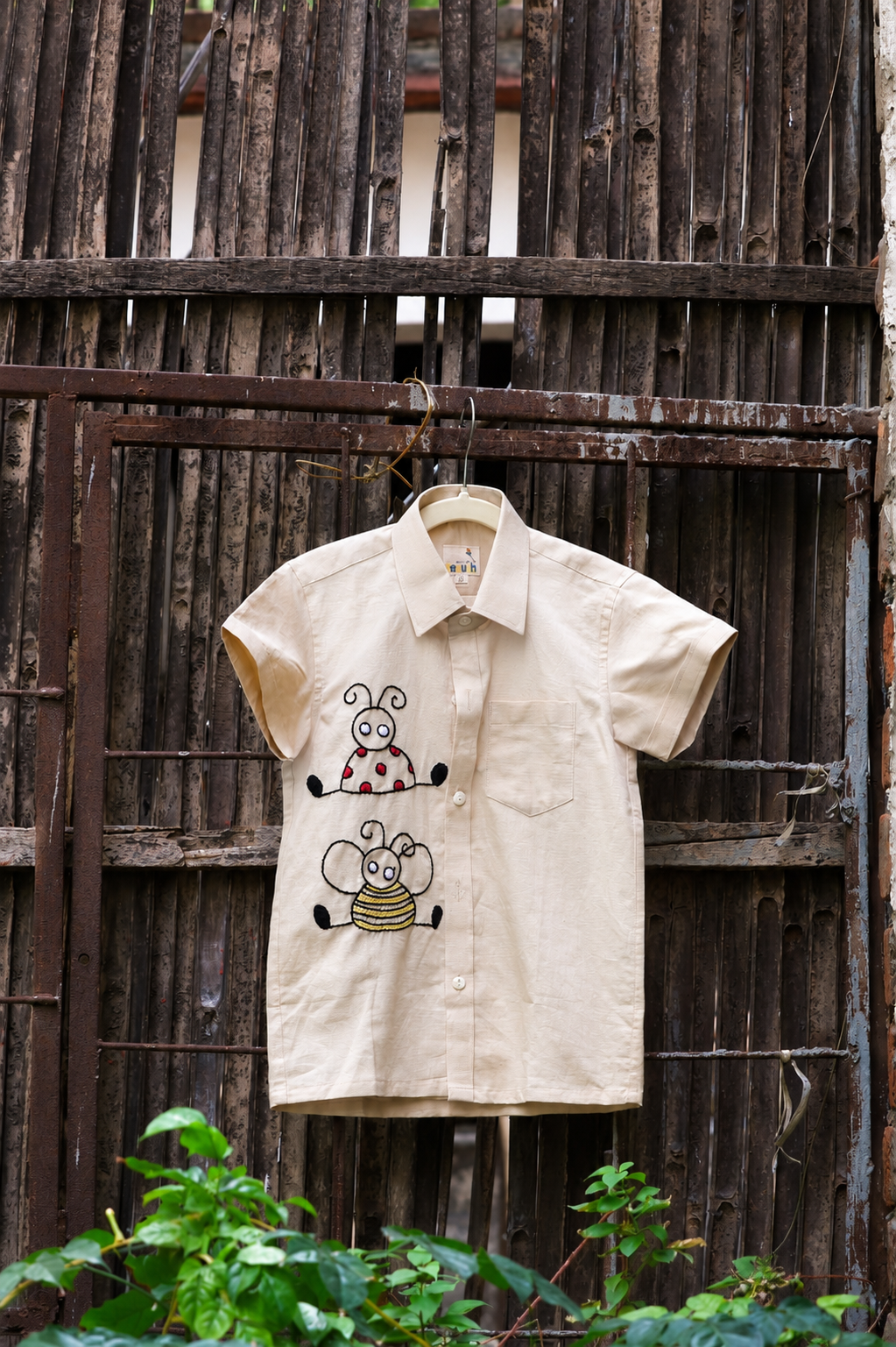 Bug Buddies Cotton Linen Hand Embroidered Shirt