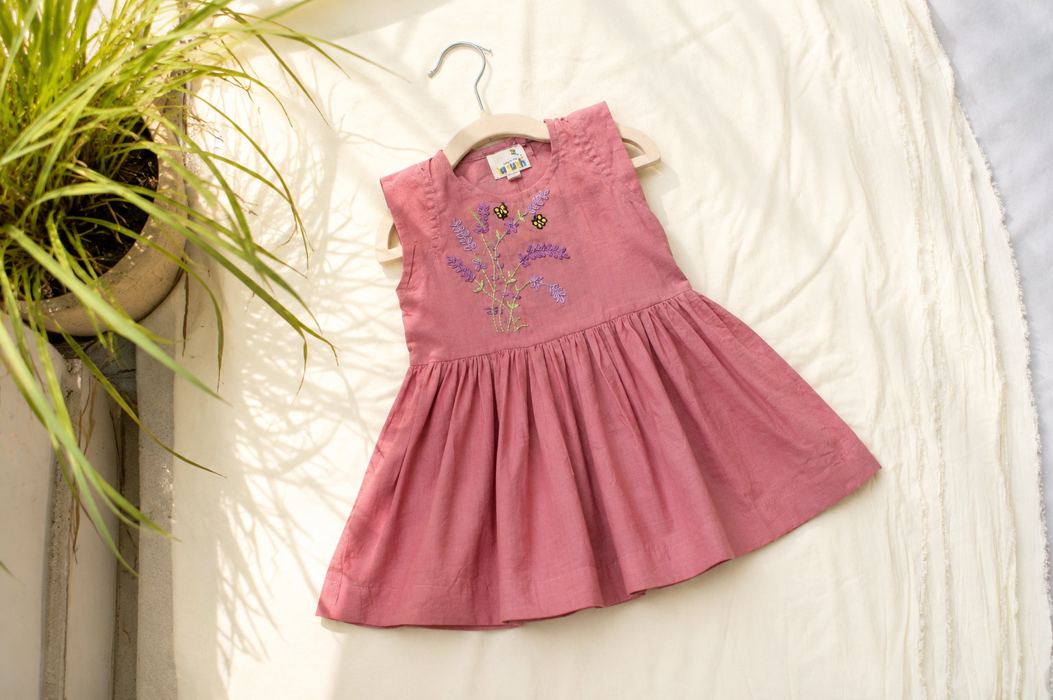 Lavender Buzz Hand-Embroidered Dress