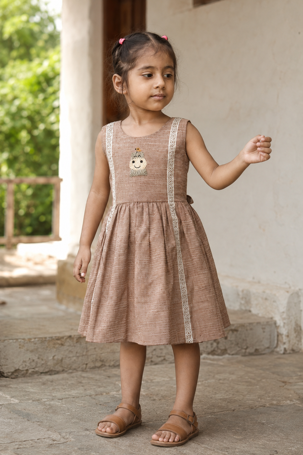 Hippo & Birdie Hand Embroidered Khadi Dress