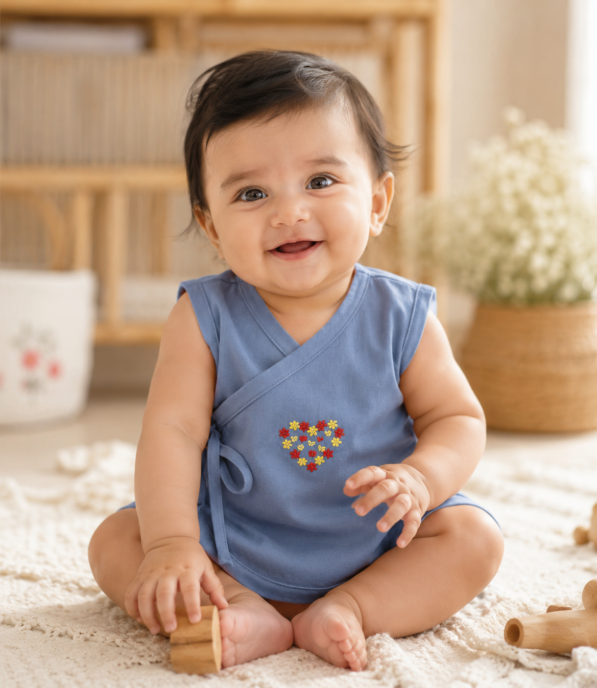 Bloom Heart Hand Embroidered Cotton Modal Jhabla