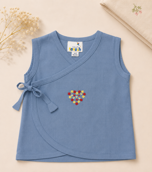 Little Bloom Heart Hand Embroidered Cotton Modal Jhabla
