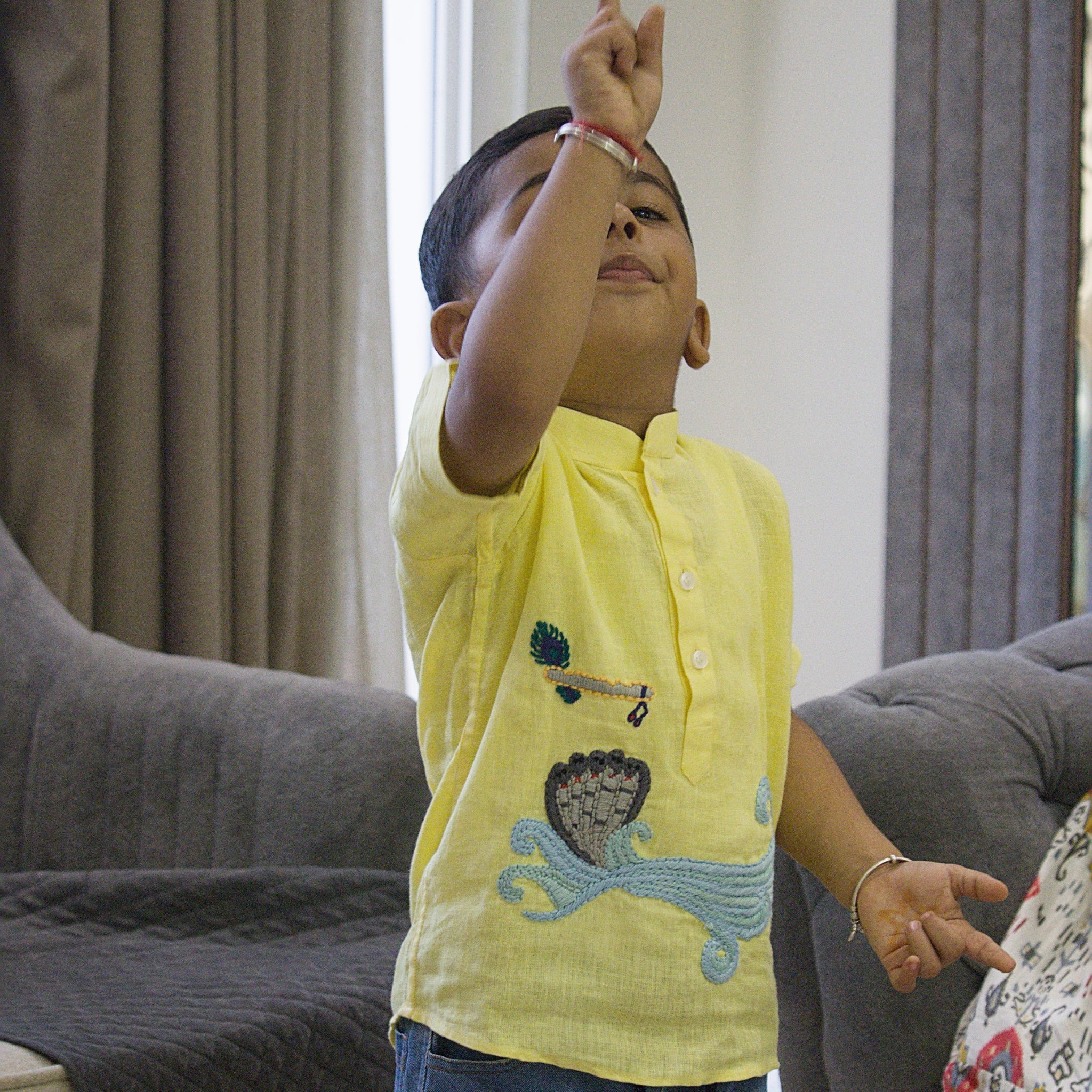 Kaliya Naag Linen Hand Embroidered Kurta Shirt