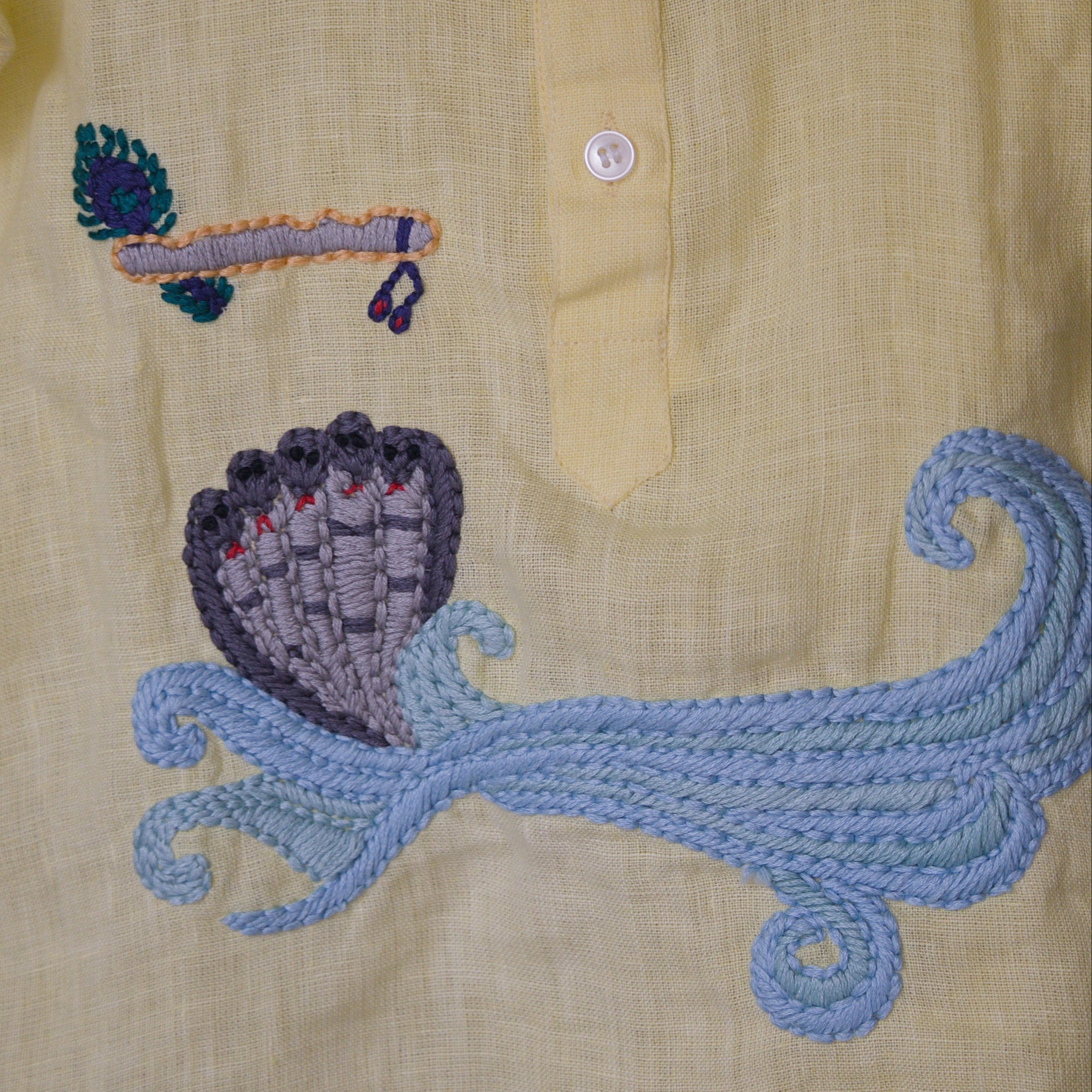 Kaliya Naag Linen Hand Embroidered Kurta Shirt